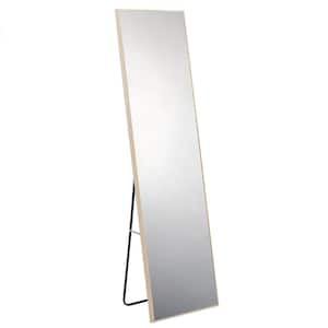 17.3 in. W x 60 in. H Full Length Mirror, Light Oak Solid Wood Frame, Dressing Mirror, Floor Mounted Mirror