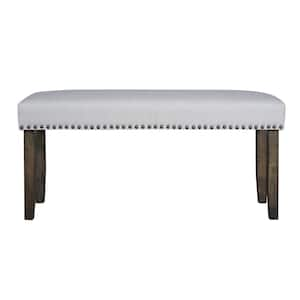 42.5 in. Gray and Brown Backless Bedroom Bench with Nailhead Accent and Tapered Legs