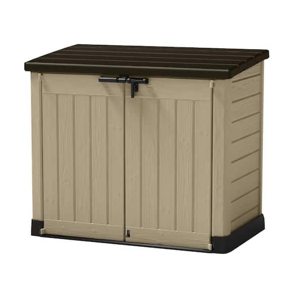 Keter Store-It-Out MAX 4 ft. W x 2 ft. D Outdoor Horizontal Durable Resin Plastic Storage Shed, Beige and Brown (12.6 sq. ft.)