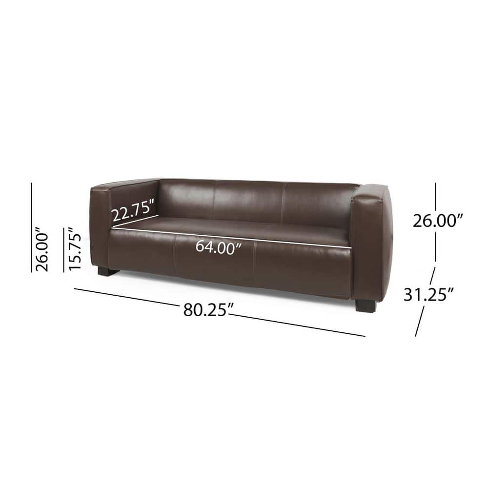 Luxurious Dark Brown Faux Leather Lawson 3-Seater Sofa with Tapered Legs