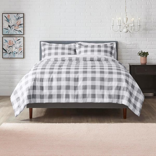 StyleWell Tatefield 2-Piece Stone Gray Reversible Gingham Twin Comforter  Set M95TOBTW-MXMT - The Home Depot