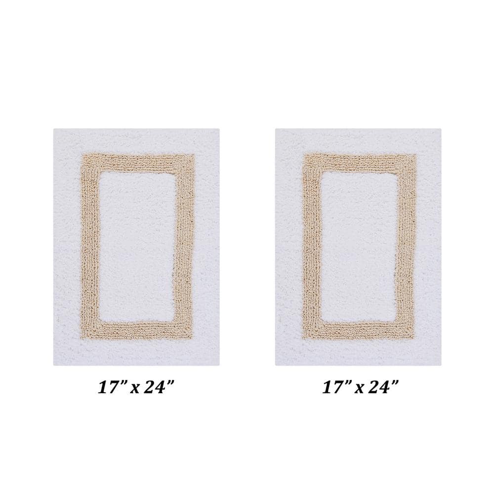 Better Trends Hotel Collection White/Sand 17 in. x 24 in. and 17 in. x 24  in. 100% Cotton 2 Piece Bath Rug Set BAHO2PC1724WHSD - The Home Depot