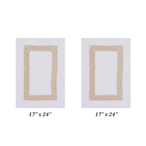 Hotel Collection White/Sand 17 in. x 24 in. and 17 in. x 24 in. 100% Cotton 2 Piece Bath Rug Set