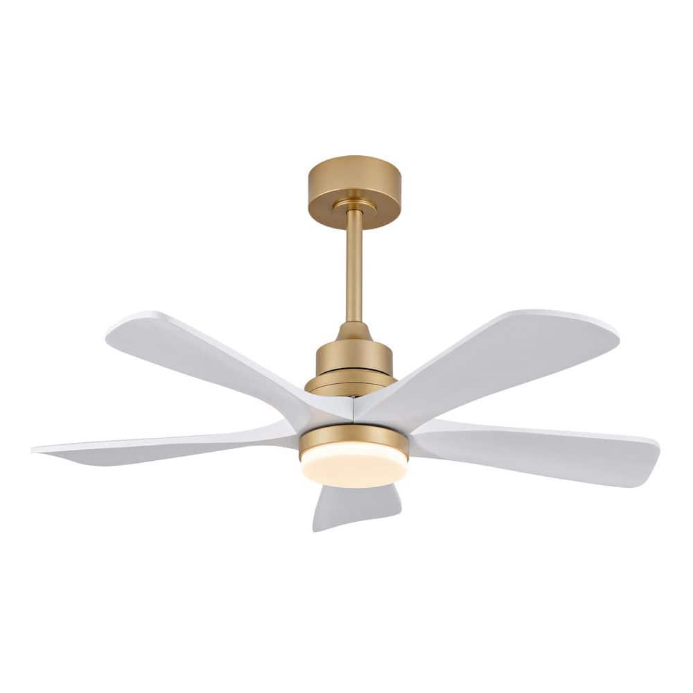 42 in. Gold White Downrod Mount Standard Ceiling Fan with 18 Watt LED Light and Remote Included price history on PriceWatchPro