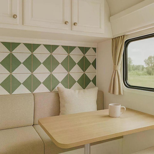 Green and White R158 4 in. x 4 in. Vinyl Peel and Stick Tile (24 Tiles, 2.67 sq. ft. and Pack)