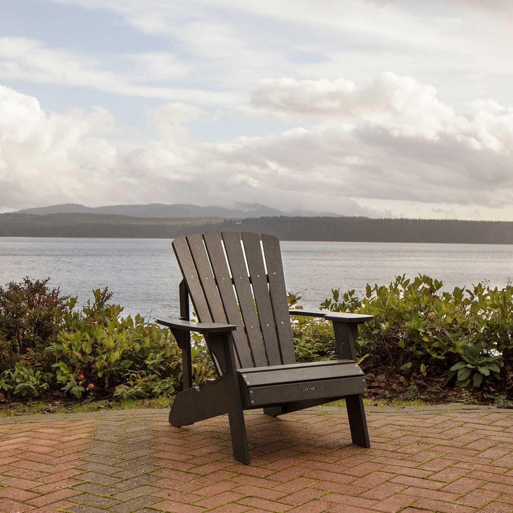 Black Composite Adirondack Chair with Arms and UV Protection