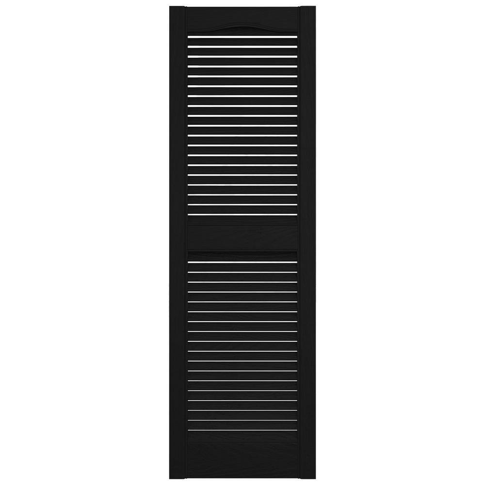 Beige Vinyl Louvered Decorative Shutters, 14.5" x 80"