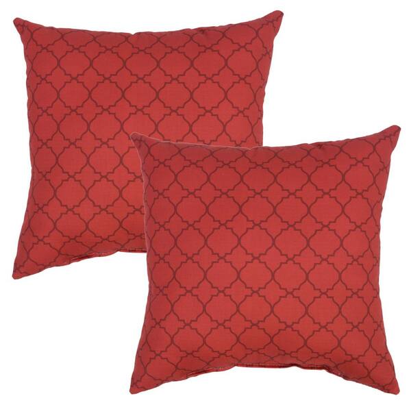 Plantation Patterns Chili Geo Square Outdoor Throw Pillow (2-Pack)