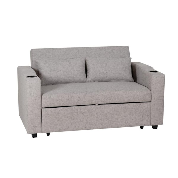 Laken 59 in. Gray Solid Polyester Fabric Twin Size Sofa Bed