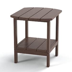 Adirondack Chair Plastic Outdoor Side Table Backyard Lawn Coffee Table All Weather Accent Table (Brown)