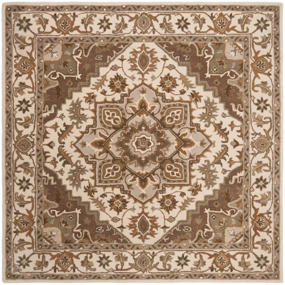 Handmade Tufted Elegance Brown Wool 7' Square Area Rug