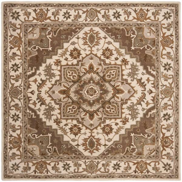 SAFAVIEH Royalty Beige/Sage 7 ft. x 7 ft. Square Border Area Rug