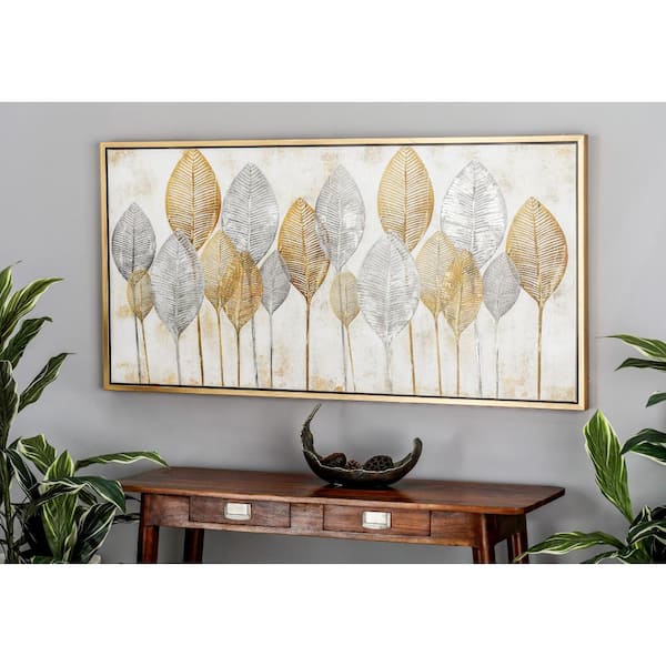 Brown Canvas Contemporary Framed Wall Art 27 in. x 55 in.