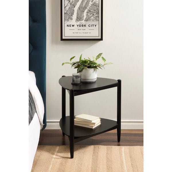 Knowlton 24 in. Black Triangle Wood End Table