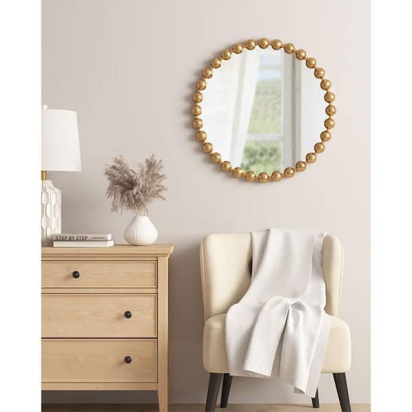 Anky 27 in. W x 27 in. H Iron Framed Round Decorative Accent Wall Mirror