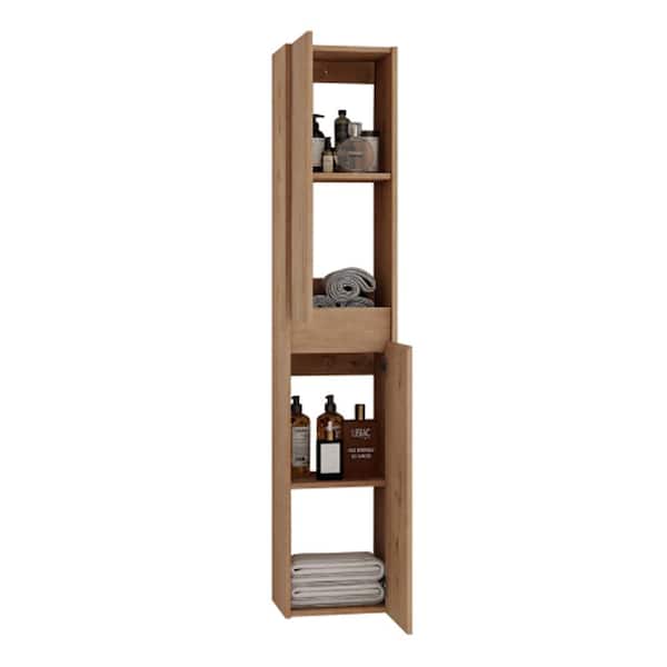 Sarlai 11.81 in. W x 9.81 in. D x 59 in. H Bathroom Storage Wall Cabinet in Burlywood