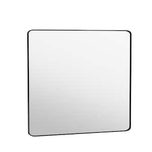 30 in. W x 30 in. H Premium Aluminum Framed Rectangular Bathroom Vanity Wall Mirror in Matte Black