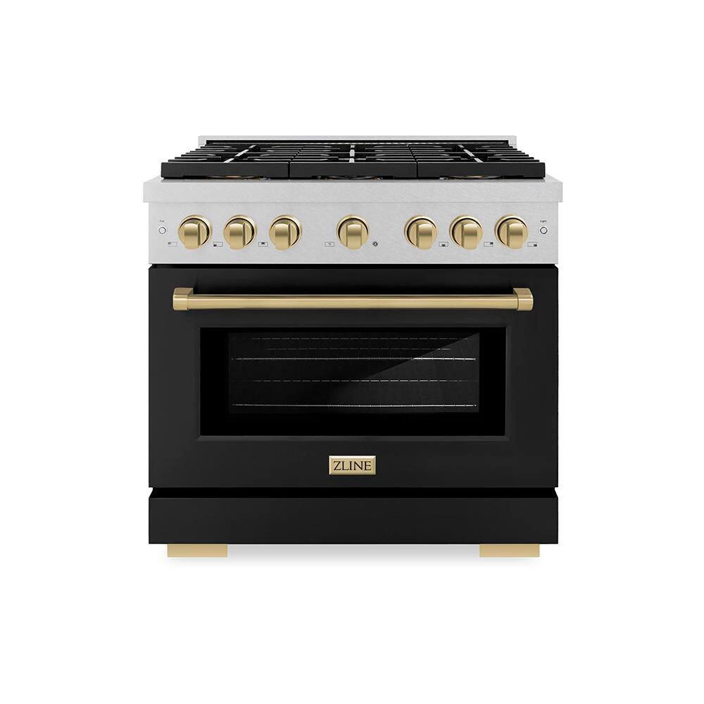 Cooking Ranges Gas ZLINE Kitchen and Bath Autograph 36 in. 5.2 cu. ft. Paramount Gas Range ...