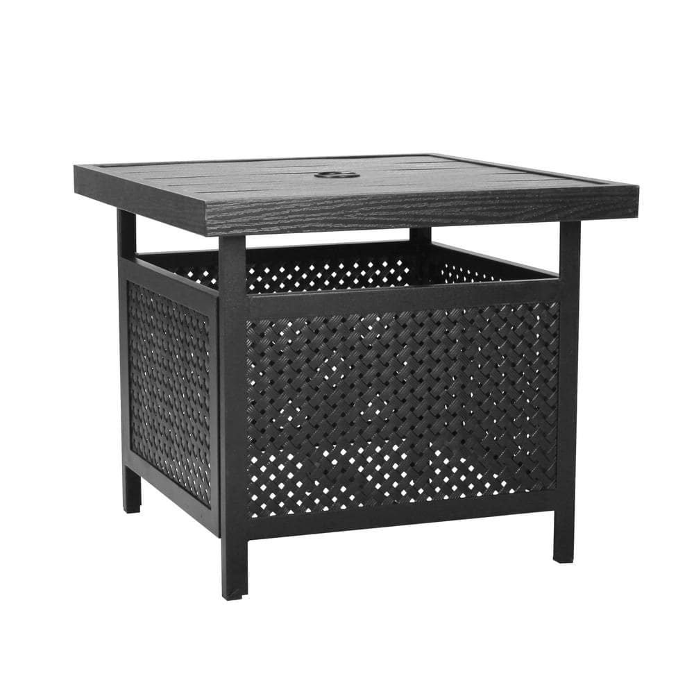 Bigroof Black Square Metal 22 in. Outdoor Coffee Table Patio Umbrella