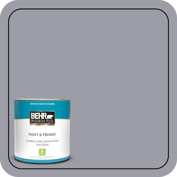 BEHR PREMIUM PLUS 1 qt. #BNC-09 Heather Gray Satin Enamel Low Odor Interior Paint & Primer