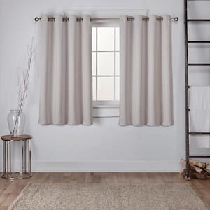 Sateen Silver Solid Woven Room Darkening Grommet Top Curtain, 52 in. W x 63 in. L (Set of 2)