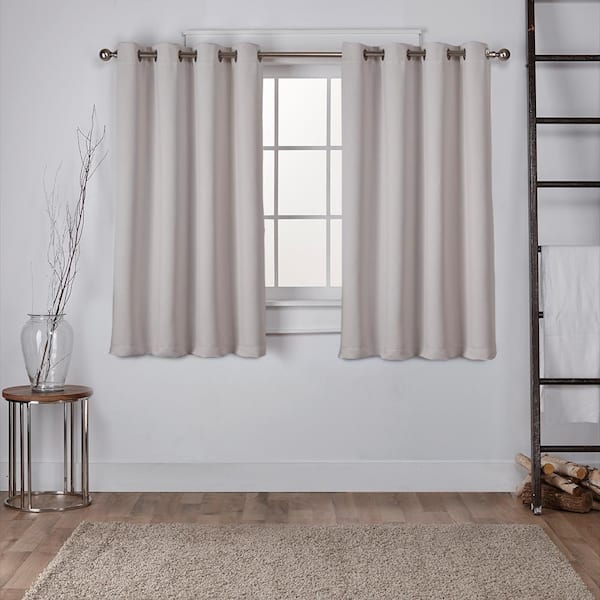EXCLUSIVE HOME Sateen Silver Solid Woven Room Darkening Grommet Top Curtain, 52 in. W x 63 in. L (Set of 2)