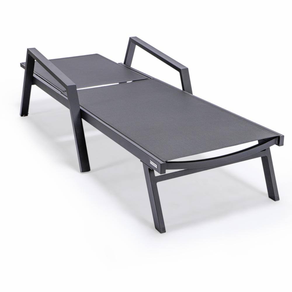 Black Aluminum Adjustable Patio Sling Chaise Lounge Chair