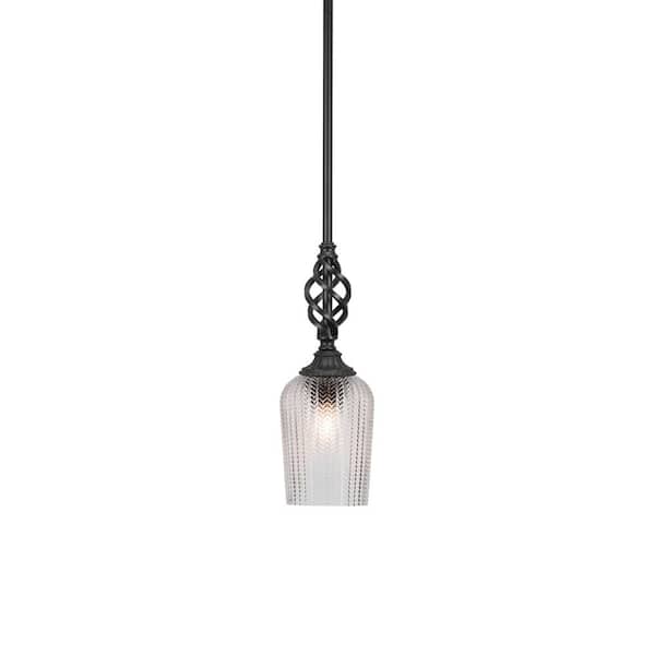 Bridgewater 100 W 1-Light Matte Black Standard Mini Pendant Light with Glass Shade