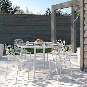 White Devon Modern Outdoor Patio Stackable Aluminum Outdoor Dining Chair (Set of 4)