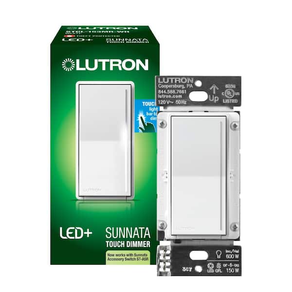 Lutron Sunnata Touch LED+ Dimmer Switch, for LED, Incandescent and 3 Location, Easy-Open Pro Box, White STCL-153MR-WH - Home