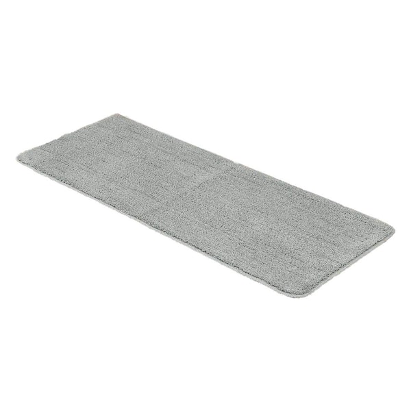 EVIDECO French home goods Runner 20 in. x 48 in. Solid Gray Polyester Microfiber Rectangular Bath Runner Rug