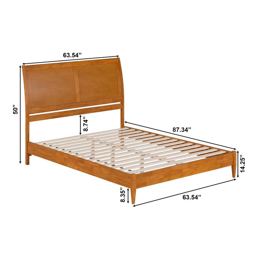 Valencia Light Toffee Queen Solid Wood Platform Bed with Sleigh Headboard