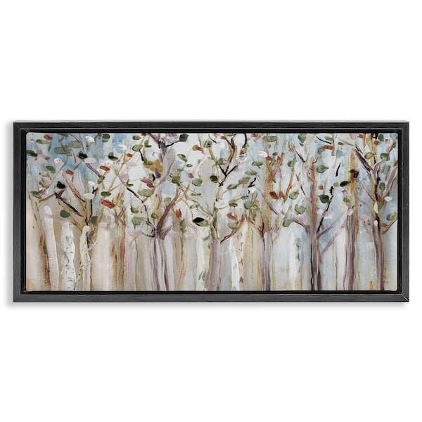 Stupell Industries Bare Branch Trees Birch Forest by Susan Jill 1-Piece Black Floater Frame Nature Graphic Art Print 31 in. x 15 in.