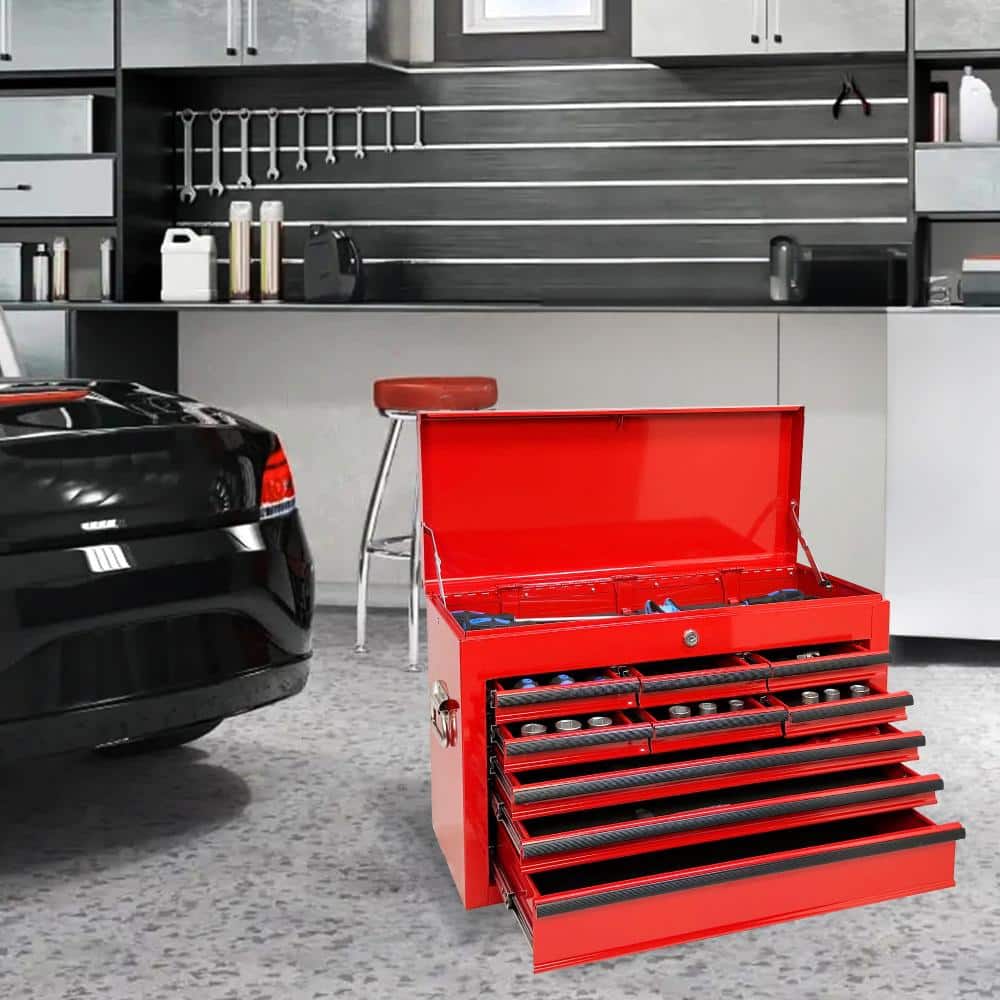 24 in. 9-Drawer Red Metal Tool Box, Portable Steel Tool Chest with EVA Liners,Auto-Locking,Powder-Coated Finish price history on PriceWatchPro