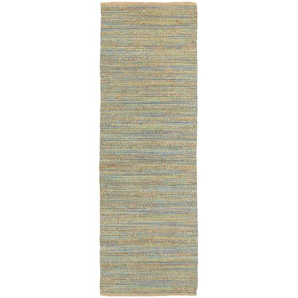 Unbranded Natural Jute and Chenille Handwoven Tan/Blue/Green  2 ft. 6 in. x 7 ft. 9 in. Area Rug