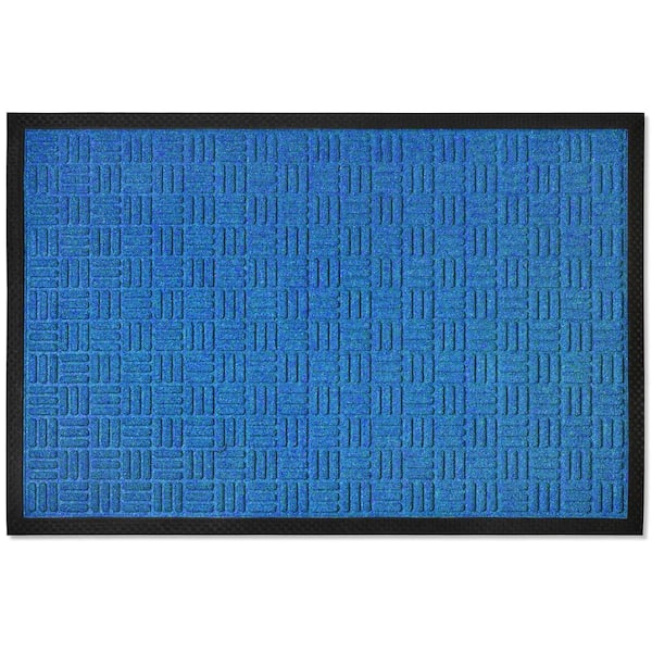 Envelor Indoor Outdoor Doormat Blue 24 in. x 36 in. Checker Floor Mat