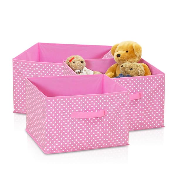 Furinno Laci Small Dot Pink Fabric Soft Storage Organizer (3-Pack)