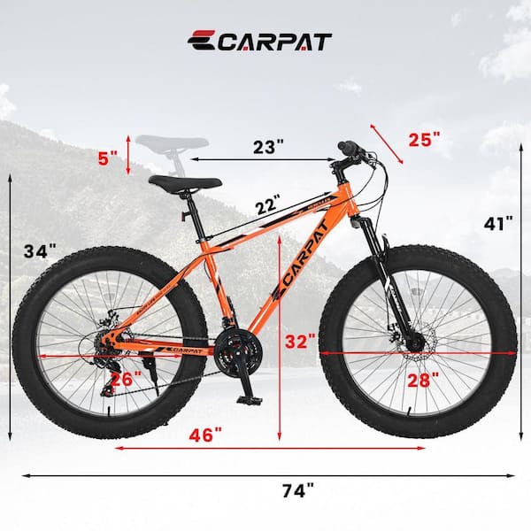 Tenleaf 26 in. Fat Tire Steel Frame Full Shimano 21 Speed Front