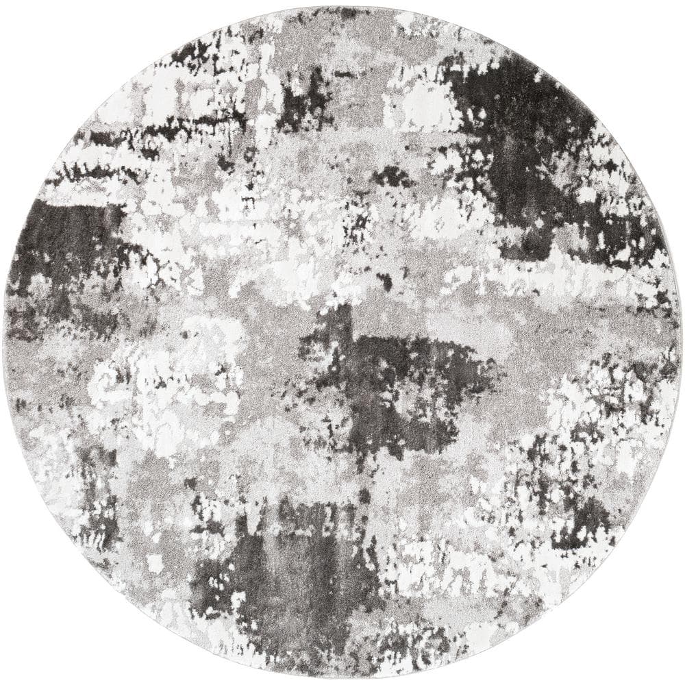 Ariana Black 5 ft. 3 in. Round Abstract Area Rug price history on PriceWatchPro