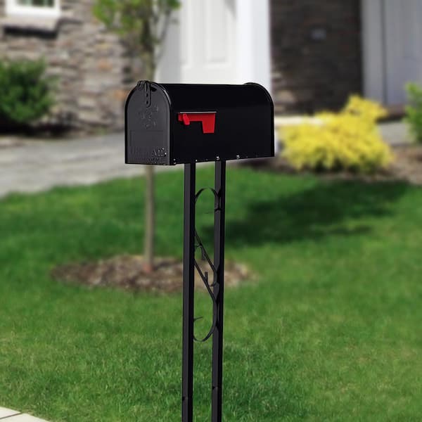 Traditional, Mailbox To Go Black, Medium, Steel, Mailbox and Post Kit