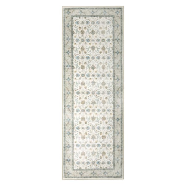 Emberlee 2 ft. X 6 ft. Sage Green Oriental Machine Washable Runner Rug