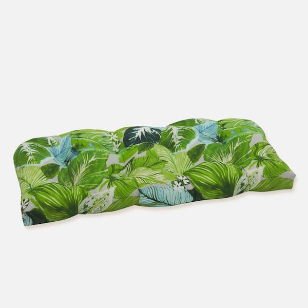 Pillow Perfect Tropical Rectangular Outdoor Bench Cushion in Green
