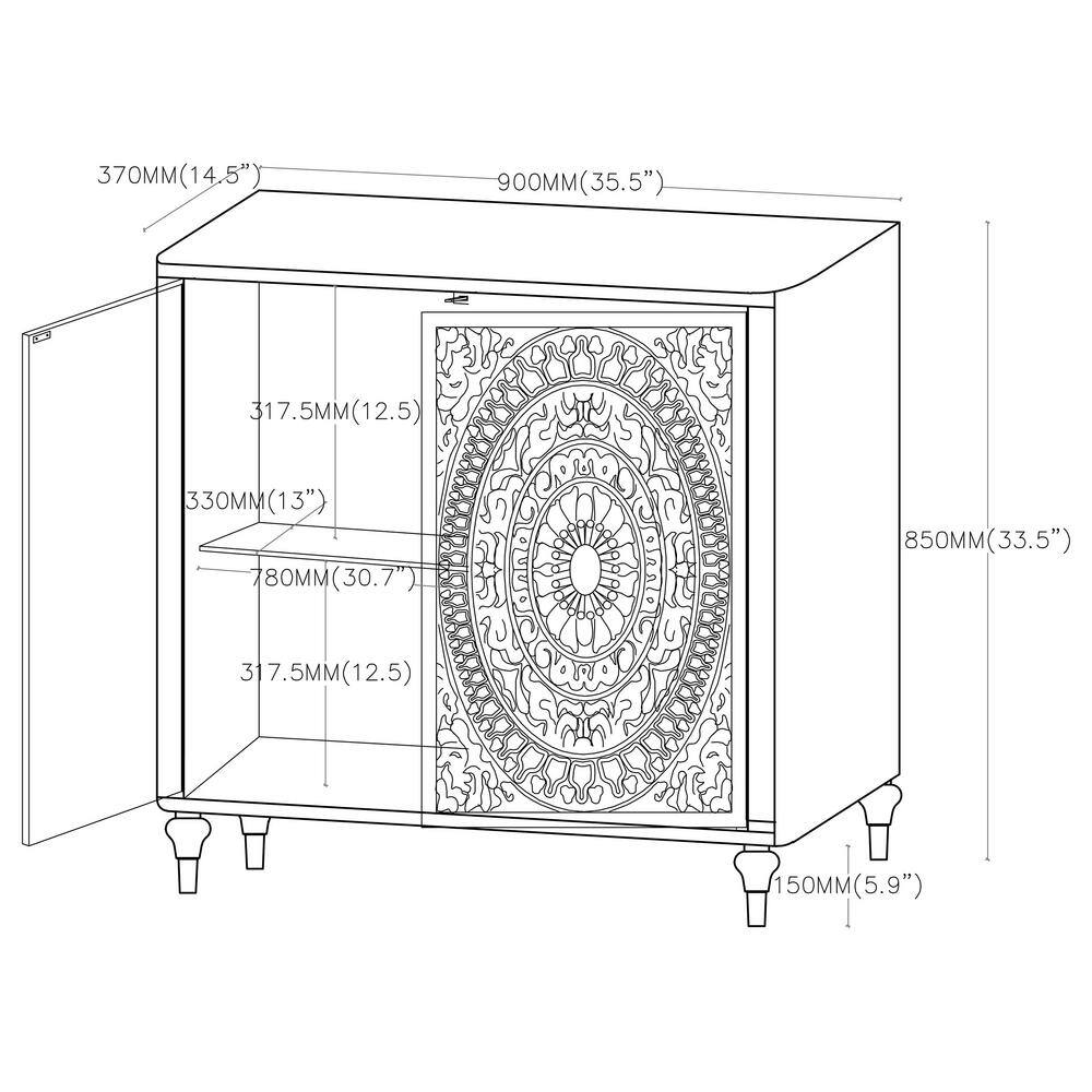 White Coastal 2-Door Accent Cabinet with Adjustable Shelving