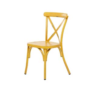 Yellow Water Resistant Metal Farmhouse Outdoor Dining Chair (Set of 2)