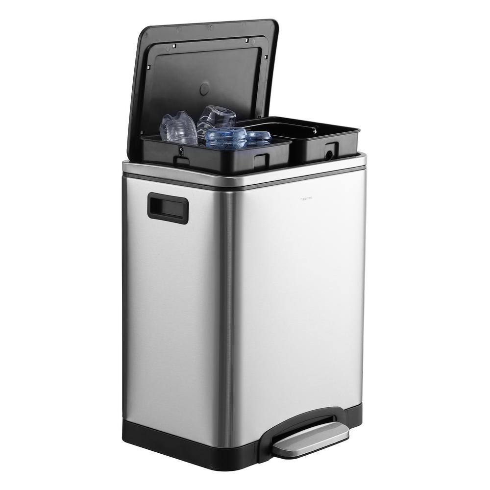 Elmo 8-Gallon Brushed Stainless Steel Kitchen Step Trash Can