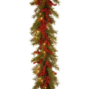 Glitzhome 24 in. D Pre-Lit Snow Flocked Greenery Pine Poinsettia Artificial  Christmas Wreath, with 50 White Lights with Timer 2016000016 - The Home  Depot