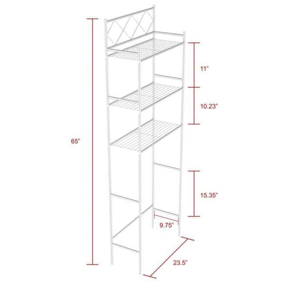 Silver Metal 3-Shelf Over-the-Toilet Storage Organizer