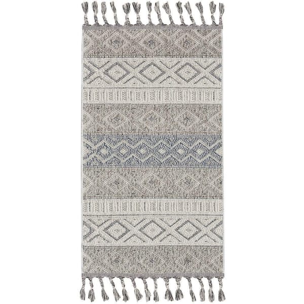 Nourison Elwood Ivory/Slate 2 ft. x 5 ft. Geometric Contemporary Kitchen Area Rug