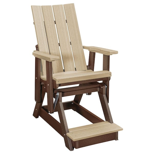 Brandon Series Tudor Brown 27 in. 1 Person High Density Polyethylene Plastic Outdoor Balcony Height Glider
