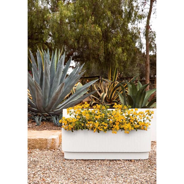 Demi Series White Plastic Rectangular 42 in. Self-watering Garden Bed (2-Pack)